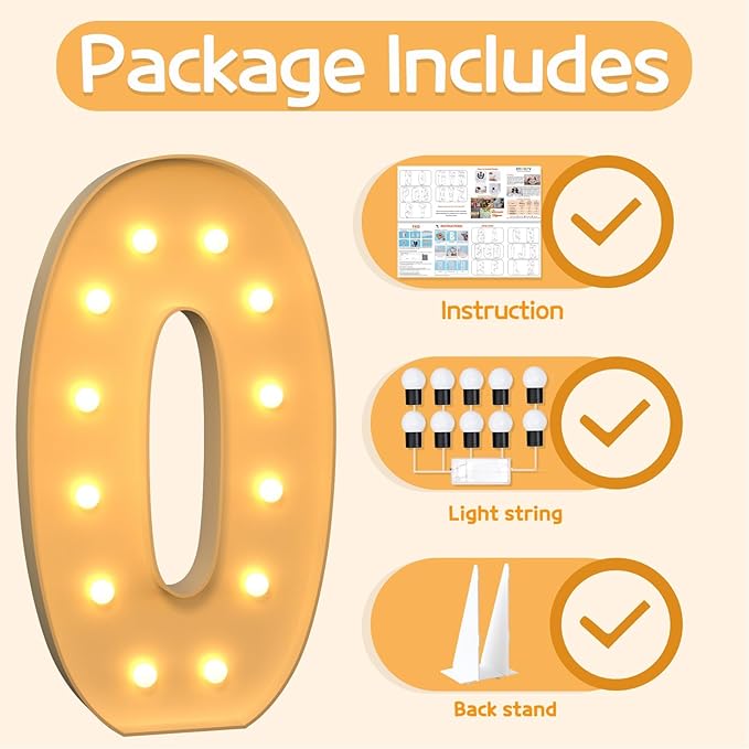 imprsv 4FT Marquee Light Up Letters O, Large Light Up Letters for Anniversary Weeding Room Decor, Big Letters for Party Decorations, Marry Me Light Up Letters, Foam Letter