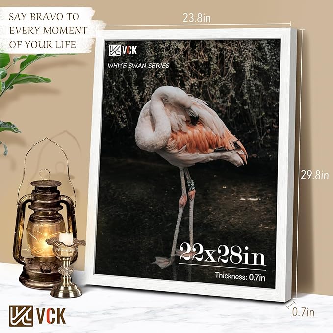 VCK 22x28 Poster Frame Set of 5 - White, Exclusive Wood Grain Picture Frame - Wall Hanging