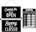 Open Closed Signs Business Hours Sign Set for Window Door Open Signs for Business Hour Closed Open Flip Sign Store Resturant Bar Black