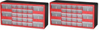 Akro-Mils 26-Drawer Plastic Drawer Storage Cabinet for Garage Organization, Bead Organizer, Building Bricks Storage, Teacher Toolbox, Makeup Organizer, 20-Inch W x 6-Inch D x 10-Inch H, 10126 Red