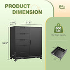 5 Drawer Metal Storage Cabinet, Mobile Office Storage Cabinet, Printer Stand with Storage, Craft Cabinet Dresser Chest for Home Office (Black)