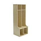 Factory Direct Partners 13138-NT Birch 2-Section Coat Locker with Bench, Storage Cubbies and Coat Hooks - Natural