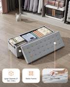Velvet Storage Ottoman Bench, End of Bed Bench with Legs, Large Entryway Bench, Foot Rest Stool, Tea Table for Bedroom, Living Room, Loads 770 lb, 15.7"L x 43"W x 15.7"H, Dove Gray, UASND62G