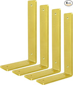 Gold Floating Shelf Bracket 6 Inch, 4 Pack Heavy Duty Shelf Brackets, Wall Shelf Bracket for DIY Decorative with Mounting Hardware
