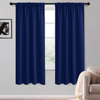 KGORGE Navy Blackout Curtains 63 inch Length, Privacy Room Darkening Rod Pocket and Back Tab Thermal Insulated Light Blocking Curtains for Living Room Bedroom, 52 x 63 Inch, 2 Panels