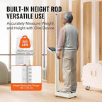 VEVOR Medical Digital Scale, Professional Physician Scale for Weight Height, Multi-Function Medical Physician Scale with Built-in Height Rod, 2 Unit (kg/lb), BMI for Home Hospital Gym, 500LBS Capacity