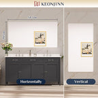 Keonjinn 55 x 30 Brushed Nickel Bathroom Vanity Mirror, Large Rounded Rectangle Bathroom Mirrors for over Sink, Metal Framed Silver Mirror for Wall, Shatterproof HD Tempered Glass(Horizontal/Vertical)