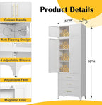 Kitchen Pantry Cabinet，90" Storage Cabinets with Doors and Shelves,Metal Pantry Cabinet with 3 Drawers,White Kitchen Cupboard for Livingroom,Pantry, Bathroom
