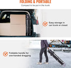 VEVOR Foldable Utility Service Cart, 165LBS 3 Shelf Heavy Duty Plastic Rolling Cart with 360° Swivel Wheels (2 with Brakes), Ergonomic Handle, Portable Garage Tool Cart for Warehouse Office Home