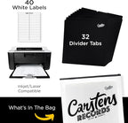 Carstens Records Heavy Duty Vinyl Album Dividers | 12" LP Organizers with Tabs | Pack of 32 Black | Made in The USA | Personalizable
