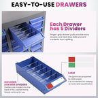 40 Drawers 21x9x25 Inch Bolt and Nut Organizer, Stainless Steel Parts Cabinet with Shelfs & Labels Bolt and Nut Tool Storage Cabinet for Workshop Tool & Hardware Storage and Organization