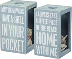Primitives by Kathy Seashell Holder - Coastal Decor, Glass Display, Treasure Chest, Room and Bedroom Decor