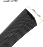 MECCANIXITY Braided Cable Sleeves Heat Shrinkable Fabric Sleeving, 1 3/8" 16ft Black 2:1 Ratio Heat Shrinkable Cord Protector for Harness Cable, Network Cable Protection, Cable Management