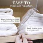 ROUFA Clear Shelf Dividers, Acrylic Closet Dividers Fit for Any Thickness of Shelves, 12pcs Multi-Purpose Wood Shelf Separators for Bedroom, Kitchen, Office, Bathroom, 11.8''x11''