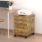 3 Drawer Mobile File Cabinet with Locking Casters,Rustic Brown,Fully Assembled Storage Cabinet with Drawers for Office & Home,18.9" L x 15.75" W x 22.05" H,220 lbs Capacity