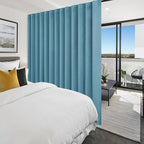 Hiasan Patio Sliding Room Divider Door Curtains - Extra Wide Privacy Room Thermal Insulated Blackout Curtain with Back Tab & Rod Pocket for Bedroom Partition(100 x 108 Inches, Stone Blue)