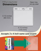 Clear ID Holder for Lanyard - ID Card Holder Waterproof (Inches, 4 x 3 Horizontal 100 Pack)
