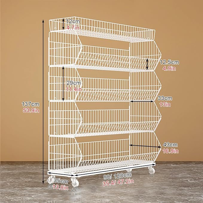 5-Tier Slanted Rolling Retail Display Rack with Locking Wheels | Heavy-Duty Metal Snack & Chip Display Stand for Grocery Stores, Supermarkets, Bakery | Space-Saving Store Organization Shelf