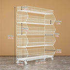 5-Tier Slanted Rolling Retail Display Rack with Locking Wheels | Heavy-Duty Metal Snack & Chip Display Stand for Grocery Stores, Supermarkets, Bakery | Space-Saving Store Organization Shelf