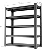 Garage Shelving Heavy Duty, 5 Tier Metal Storage Shelf Unit for Industrial and Utility Use - Durable Metal Shelf Organizer, Garage Storage Shelf 18" D x48 W x78 H（2 Pieces）