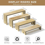 2 Set Large Wooden Tiered Riser Display Stands for Vendor Events,Stackable Perfume Organizer Cologne Stand for Men Women,Wooden Cupcake Dessert Stand,Wood Dessert Table Display Set,Food Display Risers for Party（12-11.2-10.4-9.6IN）