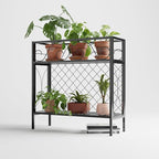 Zhongma 2 Tier Metal Sturdy Narrow Plant Stand, 35.43 L x 12.6 W x 35.43 H inch, Indoor and Outdoor Heavy Duty Metal Plant shelf for Small Spaces 440 LBS Capacity