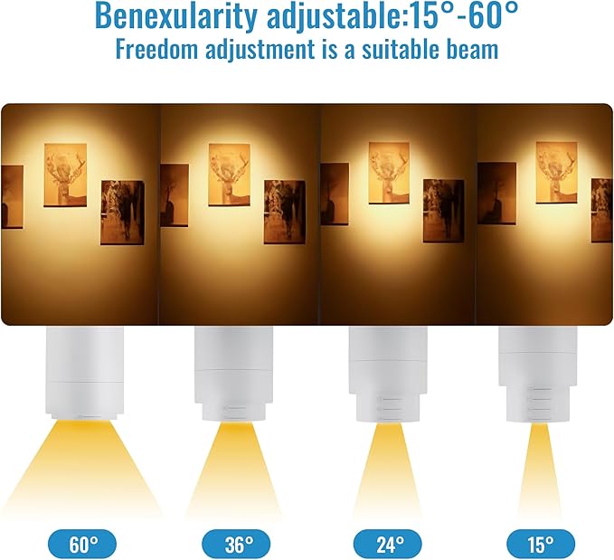 5CCT LED Track Lighting Heads Dimmable 20W 5CCT 2700K/3000k/3500k/4000k/5000k,Versatile H Track Lighting Heads,Zoomable Beam 15° to 60° Ideal for Accent Art and Task Lighting, (White, 4 Pack)