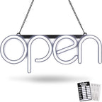 LED Neon Open Sign Light. Perfect to Advertise Storefront, Business, Office, Shop and Restaurant. Ultra Bright White Designer Color. Custom Built, Elegant Window Display