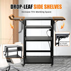 All-Steel AV Cart with Wheels and Power, Height Adjustable Media Workstation with Drop-Leaf Shelves for Projectors, Laptops & Printers, Heavy Duty Presentation Cart with Pull-Out Keyboard Tray