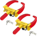 KAYCENTOP Wheel Clamp Lock Universal Security Tire Locks Anti Theft Lock Fit Most Vehicles Max 11" Tire Width for Trailers SUV Boats ATV's Motorcycles Golf Cart Yellow/Red 2 Packs 6 Keys Alike