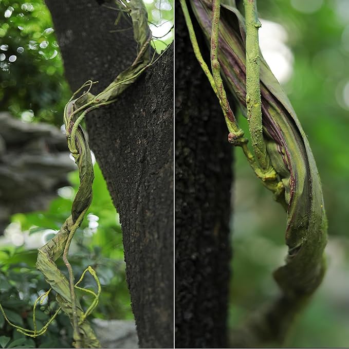 118inch Large Bendable Artificial Wall Hanging Grape Vines Craft Cherry Blossom Greenery Plants Thick Tree Trunk Creeper Wire Branches Twigs Garland For Reptile Climbing Halloween Garden Decoration