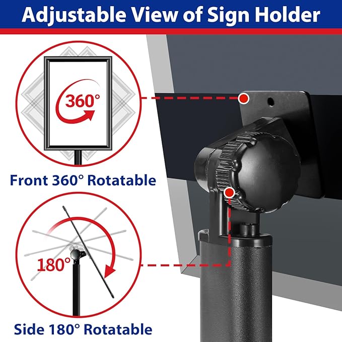 Pedestal Sign holder Stand 8.5x11inch Adjustable Standing Floor Sign Stand with Heavy Base & Snap Frame Display Stand for Indoor Outdoor Business Store Sign Holder Poster Stand (Black)