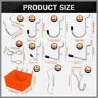 HORUSDY 309 PCS Pegboard Hooks Assortment Kit – 17 Types Heavy Duty Peg Board Hooks & Organizer Accessories – Fits 1/8 & 1/4 Inch Pegboard Durable Metal Wall Hooks for Garage Kitchen Workshop