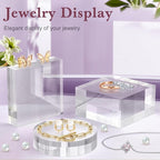 Acrylic Base Stand 2 Pieces Acrylic Blocks for Display 4 X 4 X 1 Inch Clear Polished Block Square Cube Riser Display Pedestal Stands for Jewelry Perfume Ring Collection Props Cake