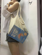 YEKEYI Portable Reusable Mesh Cotton Net String Bag Organizer Shopping Tote Handbag Fruit Storage Shopper NEW (white02)