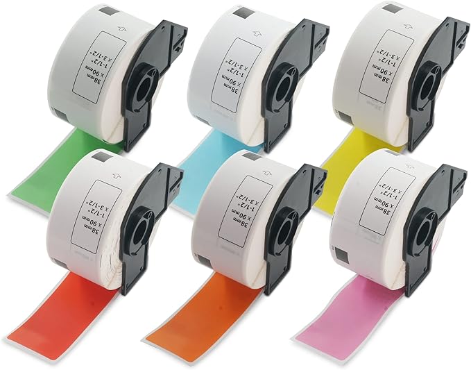 BETCKEY - Large Address Labels Replacement for Brother DK-1208 (1.4 in x 3.5 in), Compatible with Brother QL Label Printers [6 Rolls/2400 Labels, Mixed]