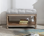 Kmax Storage Entryway Bench Tufted Shoe Rack Bench Wood Window Bench for Hallway Entrance Bedroom Corner-1 Seat, Gray