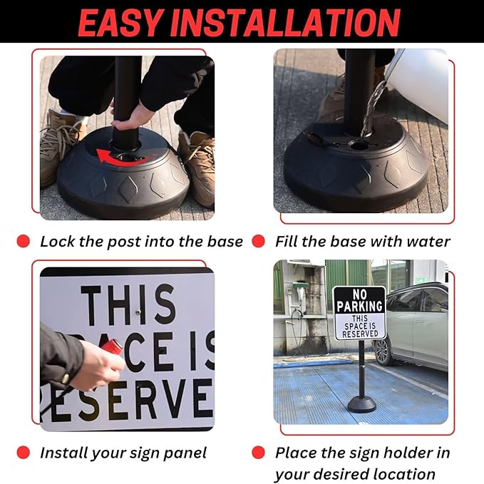 6 Pack Portable Sign Pole, 41" Tall Sign Holder Stand with Water-Fillable Base, Easy Sign Replacement, Indoor Outdoor Display Stand (Signs Not Included)
