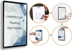 8.5x11 Floating Wall Sign Holder 3 Pack, Self-Adhesive Display Frame for Document/Poster/Paper Office/Store/Wall Mounted for Door/Window Display Holder with Horizontal and Vertical (Black)