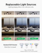 Bojim Flexible Led Track Lighting, 4-Light Black Track Lighting Fixtures Ceiling, Ceiling Spotlight with Foldable Light Arms for Kitchen, Closet, Bedroom(GU10 Socket, Bulbs Not Included)