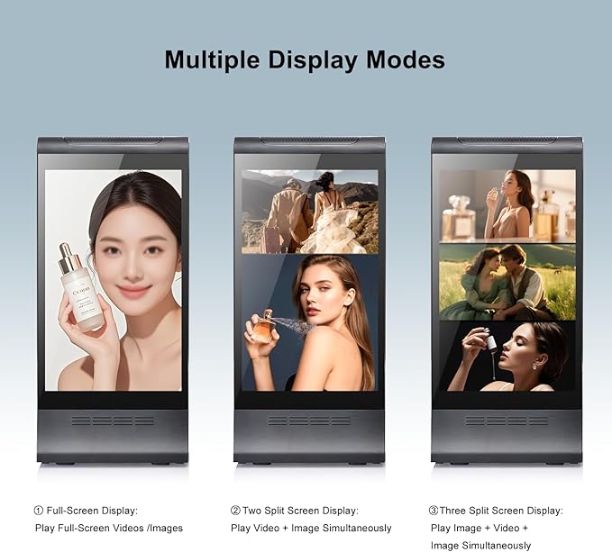 Digital Signage Display for Tabletop ,Interactive Digital Signage with Double 8 inch LCD Touch Screen and WIFI Connected,Rechargeable 23200mAh Battery,Portable Advertising Kiosk for Restaurants,Bar, Hotel ,Cafe (Black)