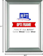 DisplaysMarket 8.5x11 Snap Frame for Wall Mount, Opti Frame, 1 inch Profile- Silver, 1