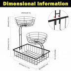 3 Tier Countertop Fruit Vegetable Basket Bowl Storage, Solid Metal Kitchen Counter Organizer for Storing Fruits, Veggies, Bread, Snacks (Black)