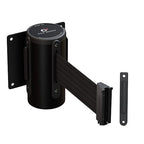 Crowd Control Warehouse - CCW Series WMB-120 Fixed Wall Mount Retractable Belt Barrier - 11 Foot, Black Belt with Black Steel Case, Crowd Control Barriers