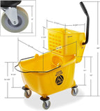 Dryser Commercial Mop Bucket with Side Press Wringer, 26 Quart, Yellow