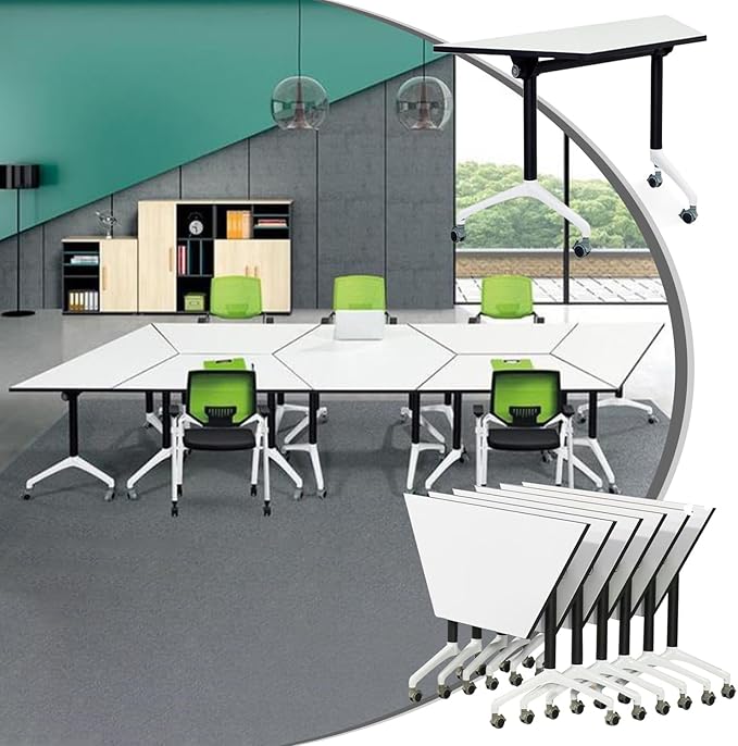 Conference Table,4 Pack Folding Conference Table Flip Top Mobile Training Table,Rolling Meeting Seminar Tables with Caster,Modern Conference Room Tables for 2-10,Seminar Training Table for Office ﻿