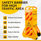 13 Foot Portable Driveway Fence Safety Barriers, Commercial Safety Barriers, Folding Security Gate Safety Barrier with Casters for Construction, Traffic Control, Driveway Gate