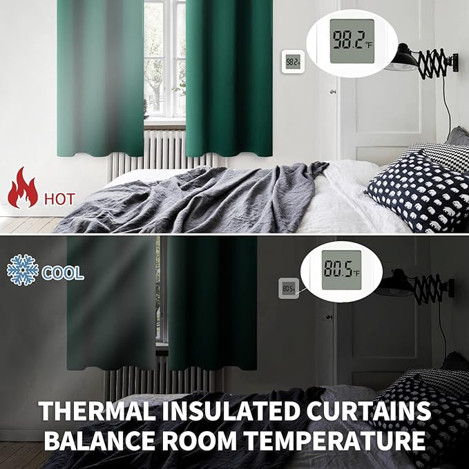 BGment Blackout Curtains for Bedroom - Grommet Thermal Insulated Room Darkening Drapes for Living Room, Set of 2 Panels (38 x 63 Inch, Emerald Green)