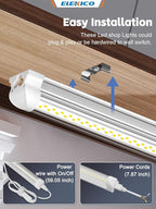 4 Pack 2ft Led Shop Lights, 6000k 40w 5600lm 24 Inch Led Light Fixture Power Cord Wth on/Off Switch, Linkable 2ft Shop Light for Small Garage Ceiling Storage Area Workbench Basement Attic