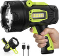 Rechargeable Spotlight, 99000 Lumens Super Bright Led Spotlights Flashlight with Cob Light, 10000ɱAh Spot Lights, Handheld Spotlight for Hunting Boating Outdoor, Long Runtime